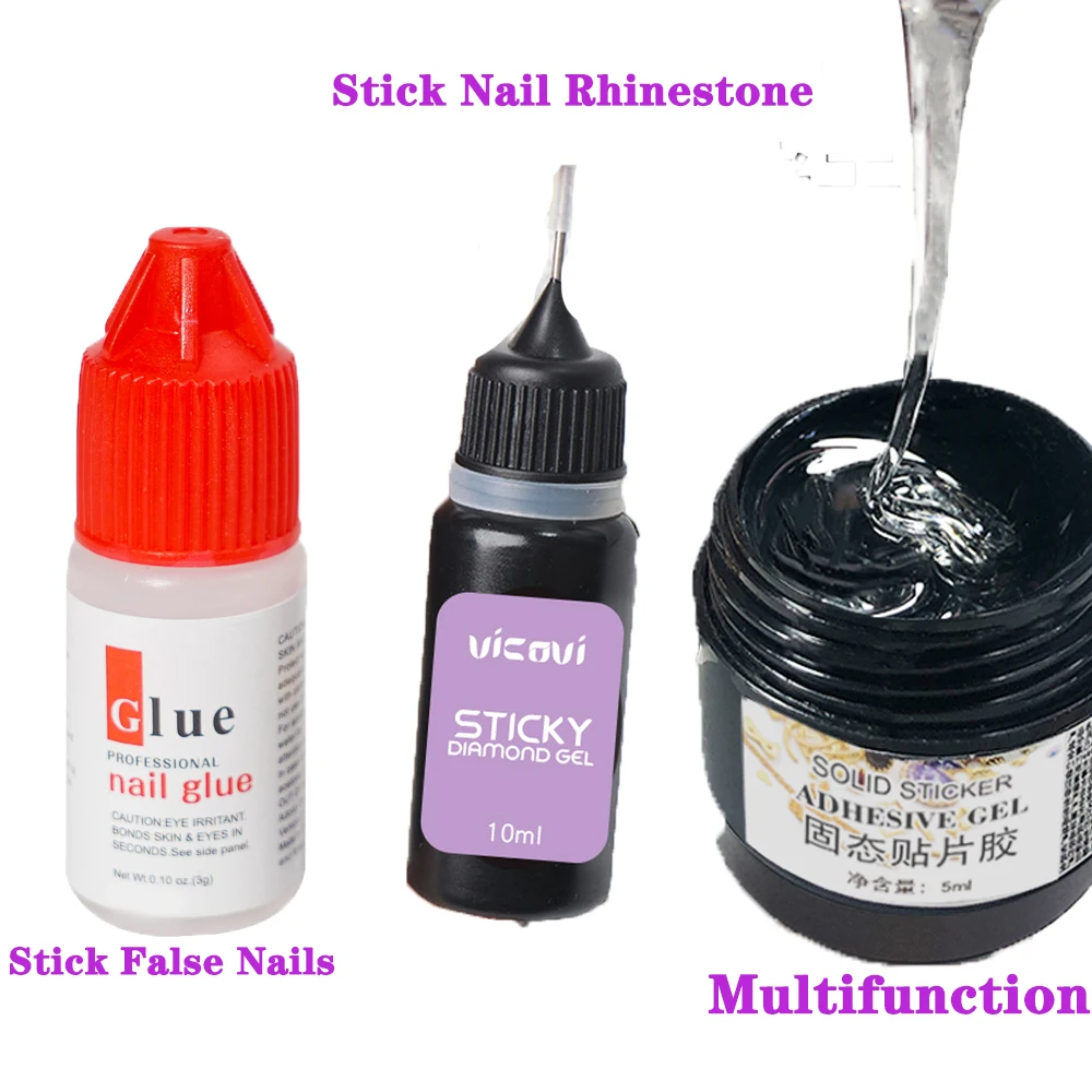 

Strong Adhesive Glue For Nail Rhinestones Multifunction No Wipe Top Coat Super Sticky Crystal Gems Nail Polish Gel Manicure Tool