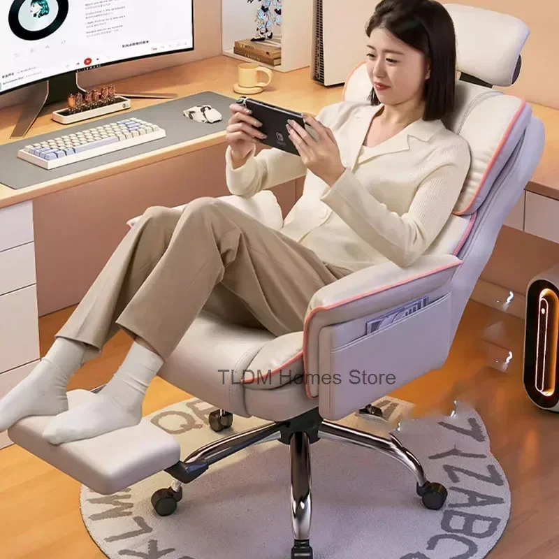 Дизайнерское игровое офисное кресло с подставкой для ног кожаное офиса