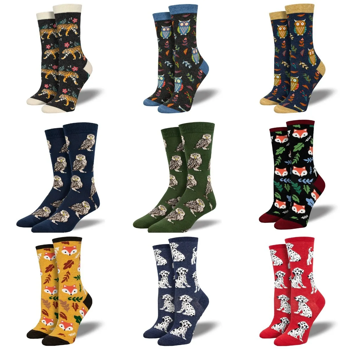 

New Trend Fashion Personality Cartoon Animal Jacquard Couple Sports Running Comfortable Mid-tube Cotton Skateboard Socks for Men