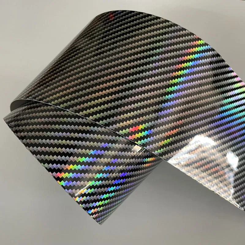 

10cm width Glossy Holographic Silver Carbon Fiber Vinyl Roll Film DIY Decal Wrap For Computer Phone Laptop Car Interior