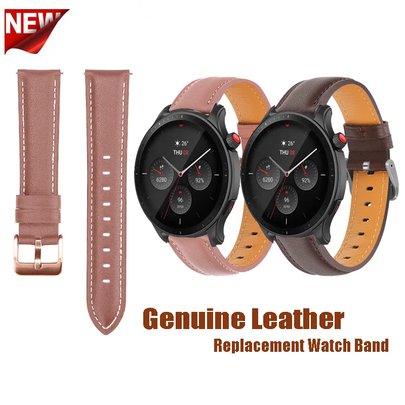 

20mm 22mm Fashion Leather WatchBand Strap for Huami Amazfit GTR 4 GTR 3 Pro GTR2 2e for Huawei GT2 Pro GT3 Wrist Elegant Bracele