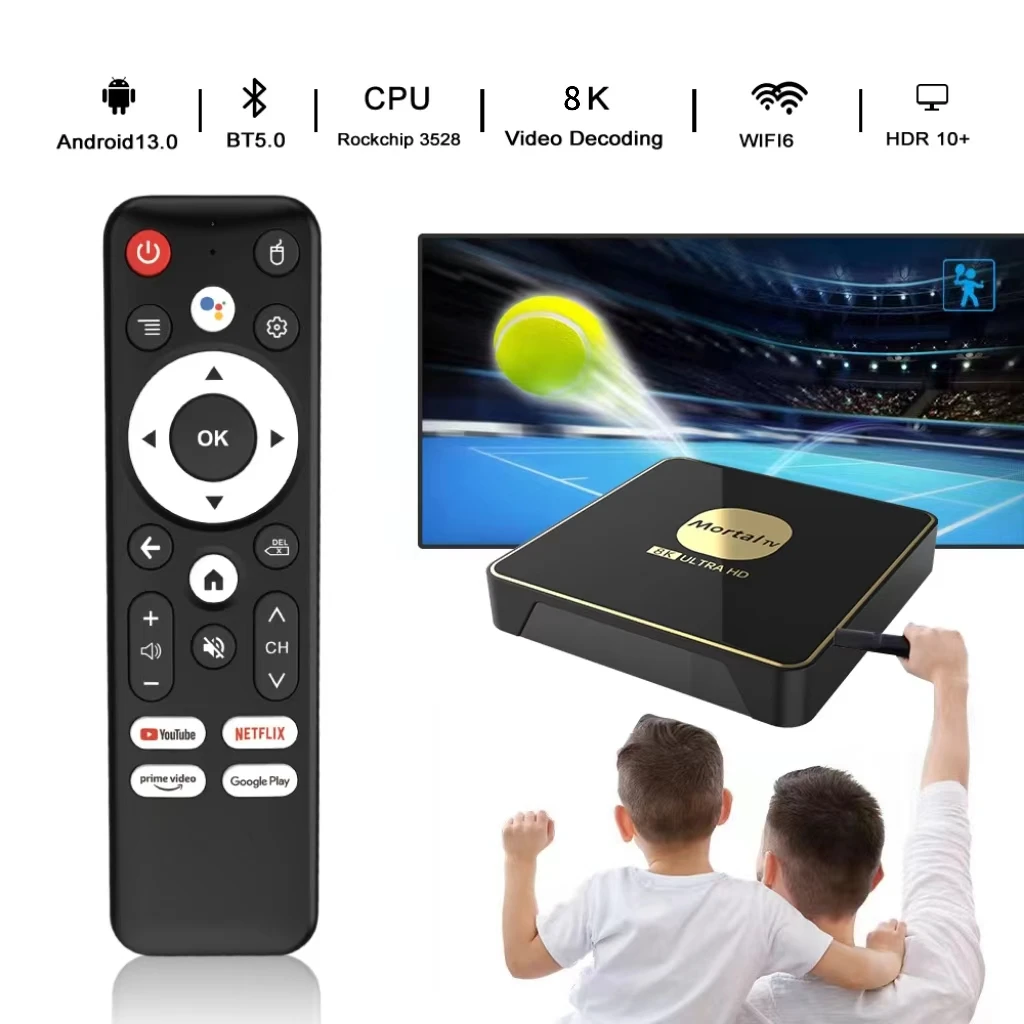 Mortal T3 Android TV13 Smart TV Box 8K HDR10 Wi-Fi 6 4 ГБ 64