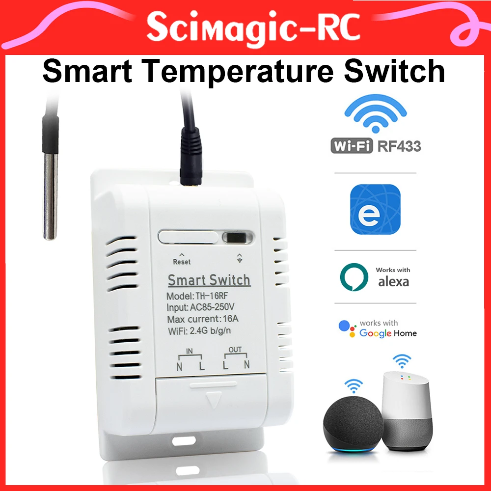 TUYA / EWeLink Умный WiFi-переключатель Беспроводной контроль температуры 16 А 3000 Вт