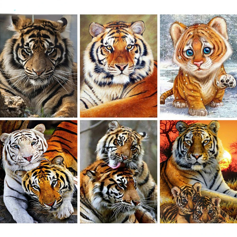 

Diamond Embroidery 5D DIY Diamond Painting Tiger Full Round Drill Mosaic Painting Cross Stitch Decoration