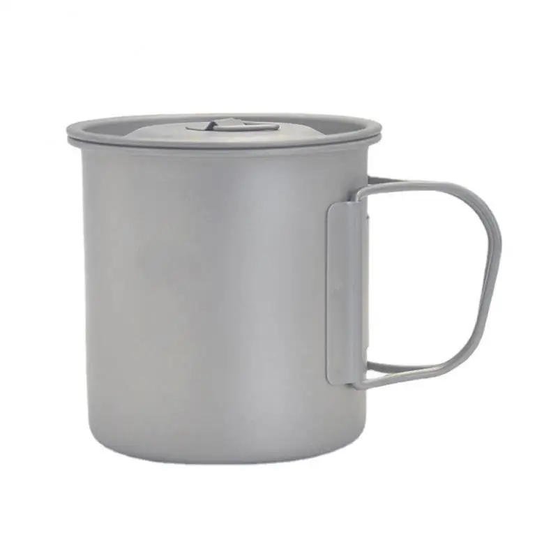 

Titanium Tea Set With Lid Durable Camping Equipment Round Edges 450ml Capacity Tea Cup Household Water Cup Mug Cup Tea Service