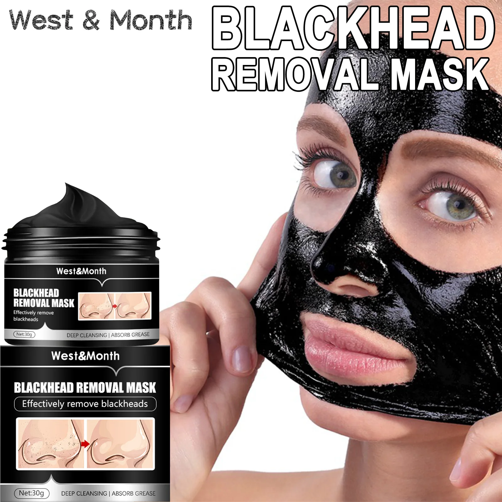 30ml Bamboo Charcoal Blackhead Suction Mask Cleansing and Tearing Nose Mask Blackhead Suction Skin Cleansing Mask Free Shipping