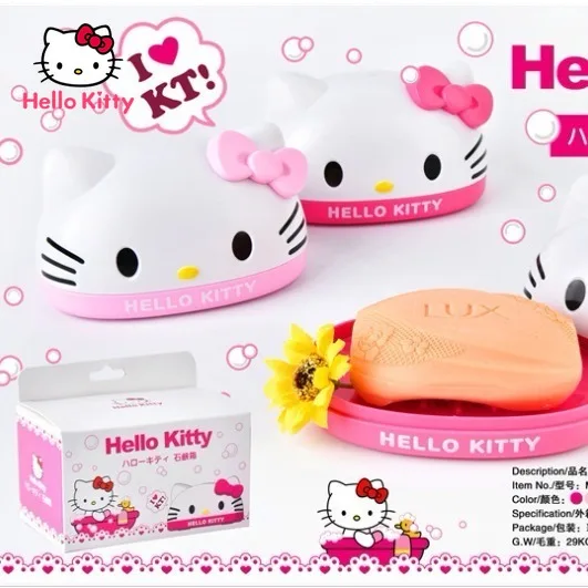 

Домашняя коробка для хранения мыла Hello Kitty, креативный слив с крышкой, портативный туалет, большая коробка для хранения мыла