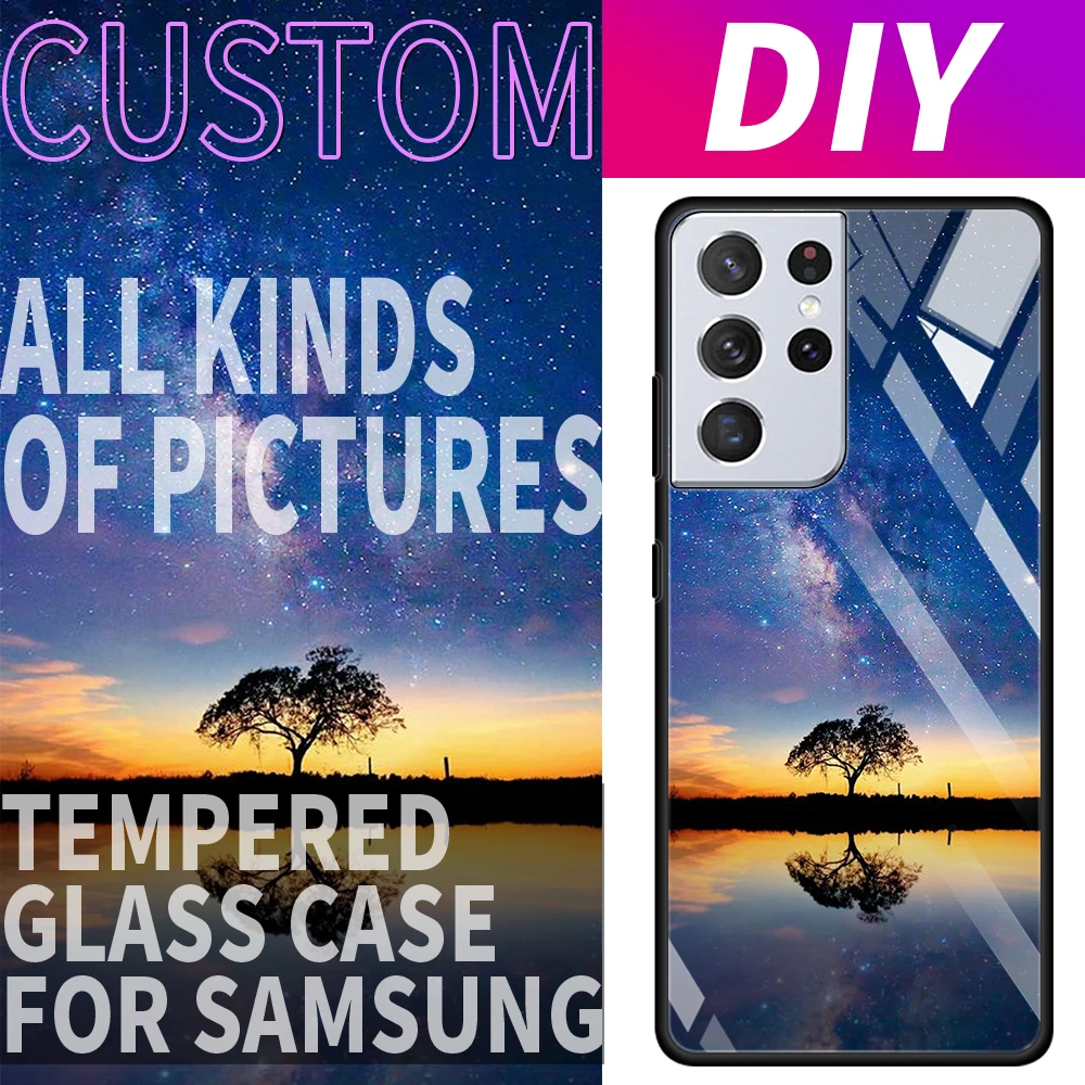 

DIY Custom Case Samsung Galaxy S22 S21 S20 FE A71 A51 For iPhone 13 Pro 11 12 Tempered Phone Coque