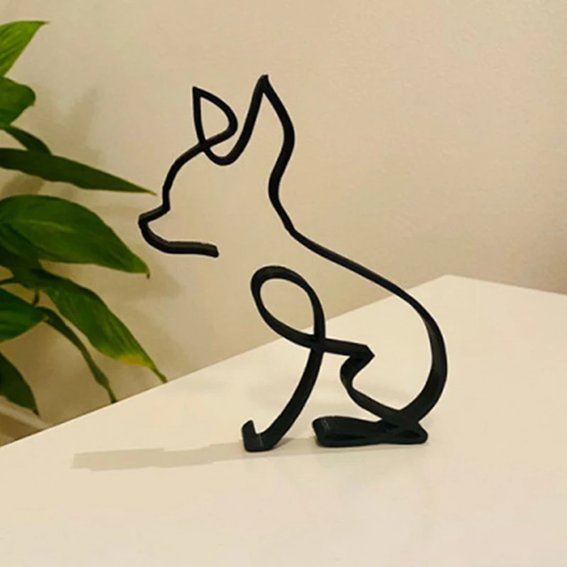 Милая кованая железная скульптура минималистичные кошачьи собаки металлические