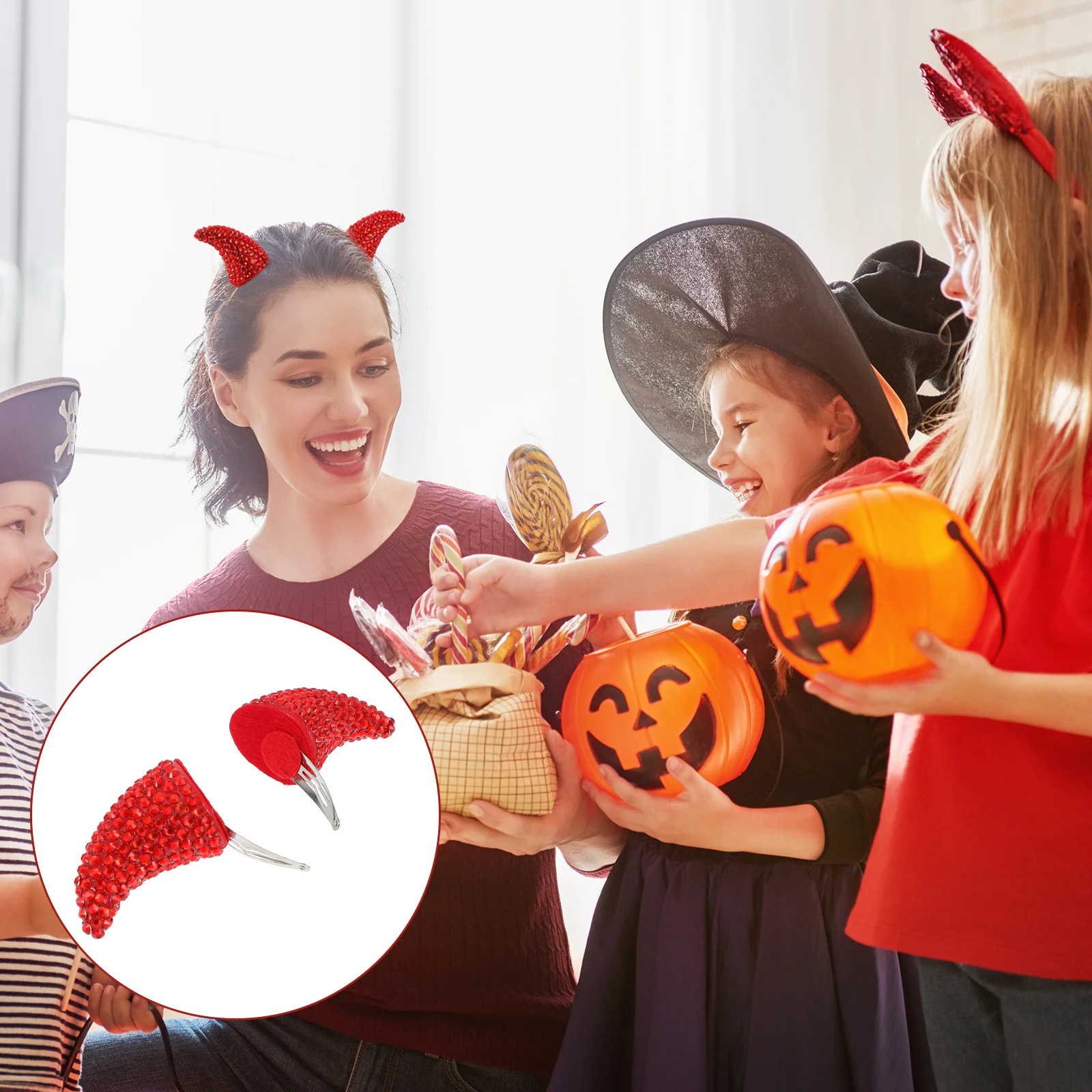 

2pcs Halloween Cosplay Headwear Funny Horn Hair Clip Head Prop for Party