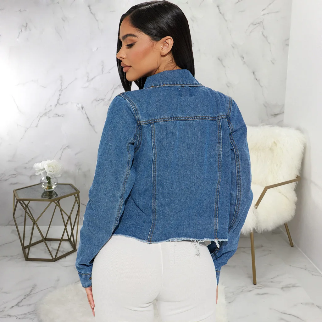 FNOCE 2023 городская мода повседневная Уличная Лоскутная джинсовая короткая куртка