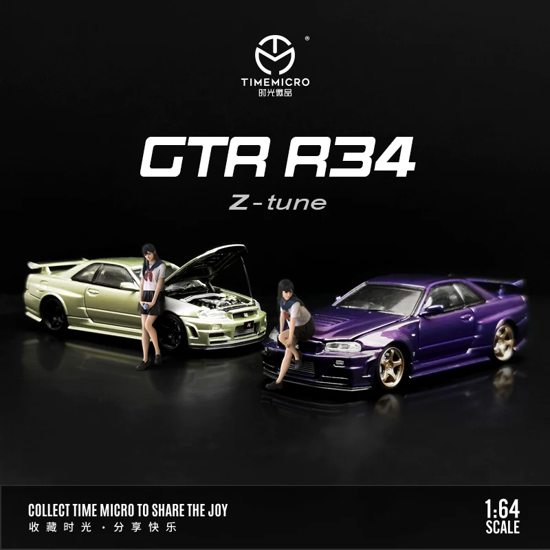 

PreSale TM 1:64 Skyline GTR R34 Emerald Green Midnight Purple Alloy Diorama Car Model Collection Miniature Carros Toy Time Micro