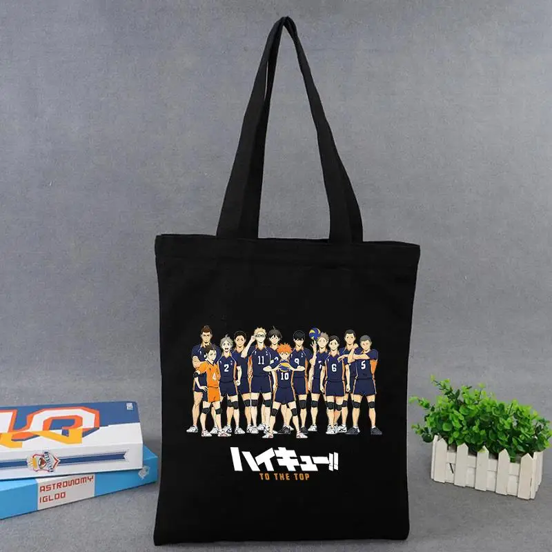 

Haikyuu Shopping Bag Eco Grocery Shopper Shopping Bolsas De Tela Bolso Bag Black Cloth Ecobag Harajuku Anime Shoulder Bag