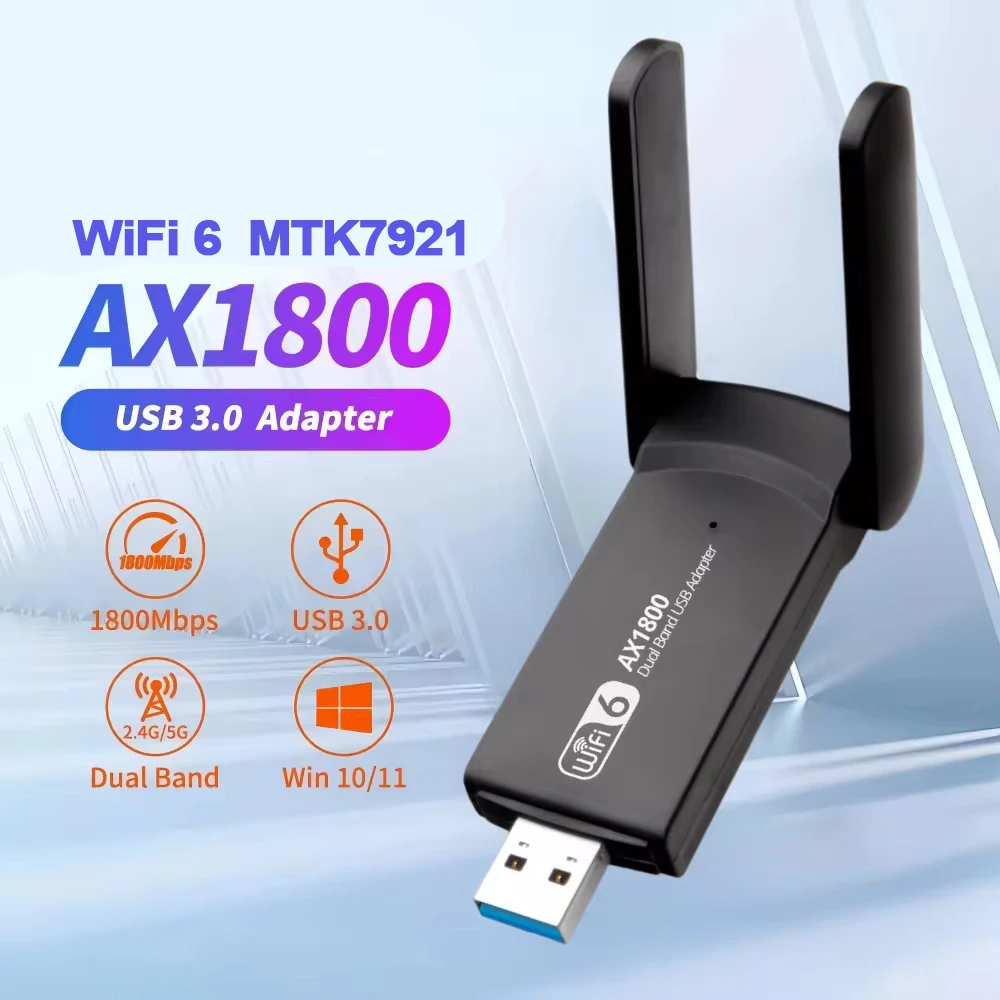 Wi-Fi 6 AX1800 USB 3,0 адаптер двухдиапазонный 2,4G/5 ГГц USB-приемник ...