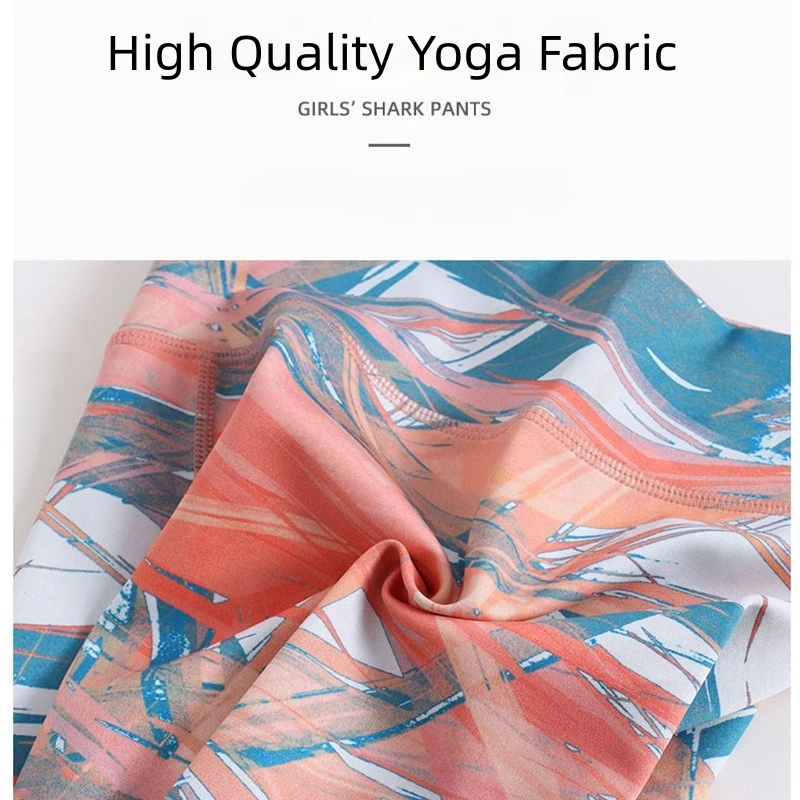 Леггинсы для йоги маленьких девочек весенние спортивные колготки с принтом