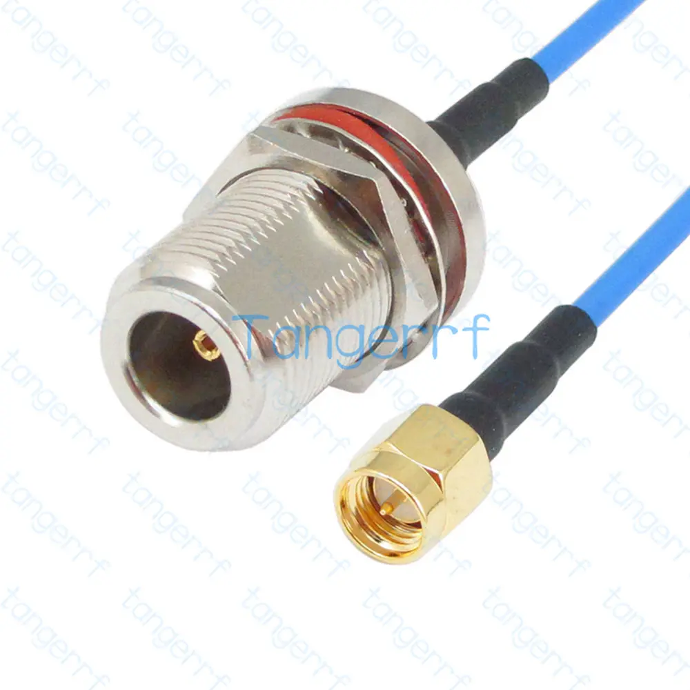 

SMA male to N female переборка Водонепроницаемая с гайкой с RG405 RG086 синий радиочастотный коаксиальный джемпер полу Гибкий кабель 20 дюймов 50 см Низкая...