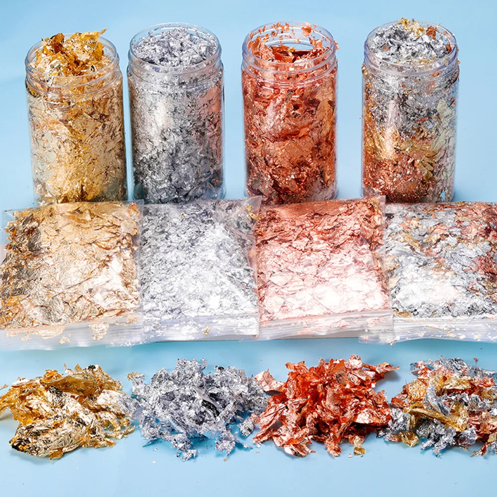 2-5g Shiny Foil Flake Resin Epoxy Mold Art Decoration Gold Color Foil Fillings for Resin Jewelry Making Nails Art Crafts Filler