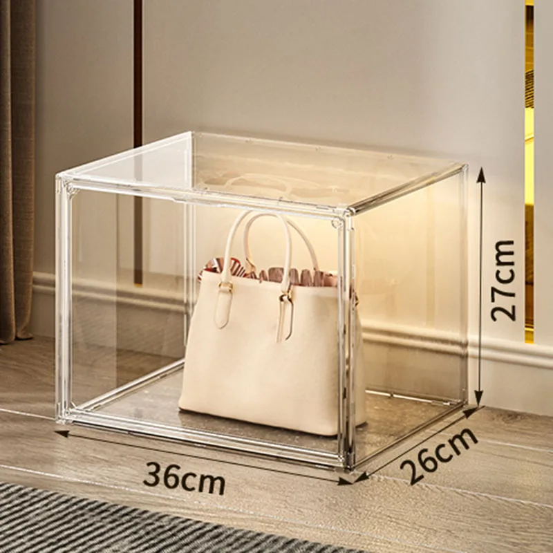 

Transparent Woman Handbag Box Display Cabinet Storage Boxes Stackable Household Wardrobe Dustproof Backpack Organization Bins