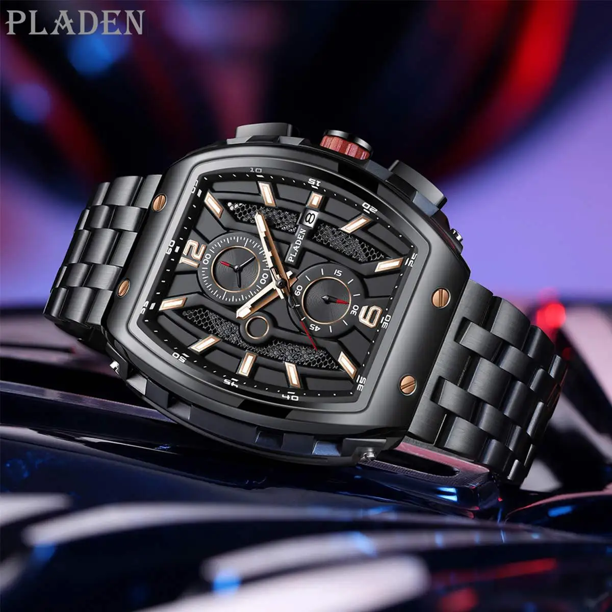 Брендовые часы спортивные деловые винная бочка календарь светящееся изогнутое