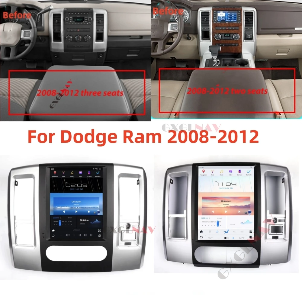 Автомобильная магнитола с вертикальным экраном 12 1/10 5 дюймов Qualcomm Android для Dodge RAM