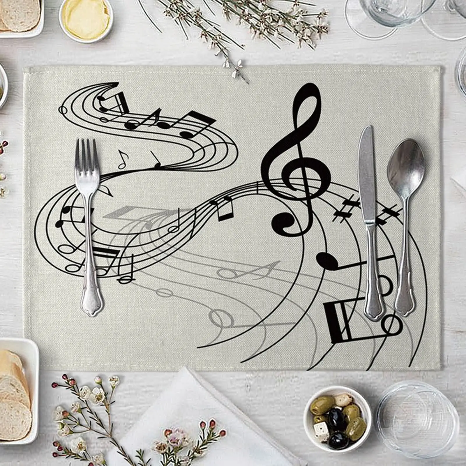 

7D Placemats Lemons and Black Placemats Placemats for Dining Table Set Heat Resistant Cotton Linen Place Mats Indoor