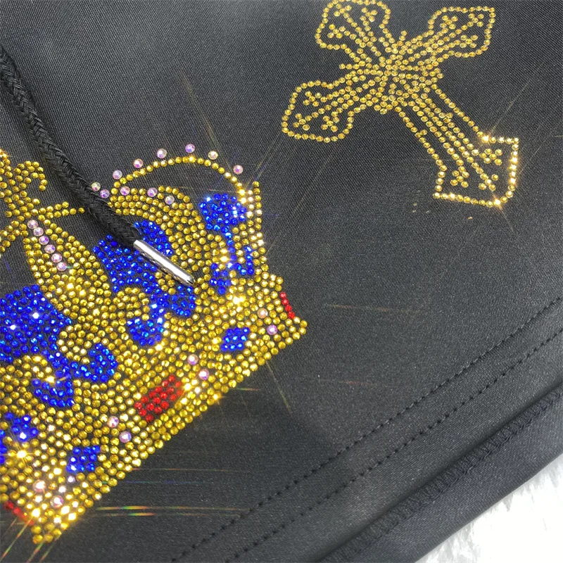 Blingbling Letter Cartoon Hot Drill Women Shorts New Spring All-match Elastic Waist Wide Leg Short Pants Streetwear