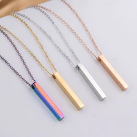 10pcs 540mm 3d bar necklace mirror polish 316l stainless steel unisex necklace jewelry 5 colors with 45cm long chain best gifts