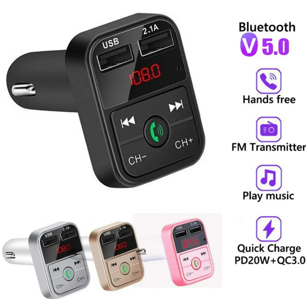 

Автомобильный Bluetooth 5,0 FM адаптер беспроводной передатчик микрофон аудио приемник Автомобильный MP3-плеер USB быстрое зарядное устройство авто...