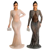 crystal fashion sexy long sleeve dresses women 2022 party club woman clothes elegant buttock dress host style without underwear