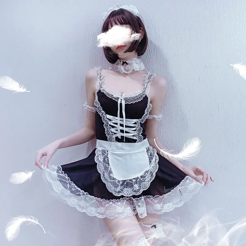 

Женское сексуальное белье, французский фартук, платье горничной, косплей-костюм, костюм служанки, Лолита, Горячая комбинация, платье, Унифор...