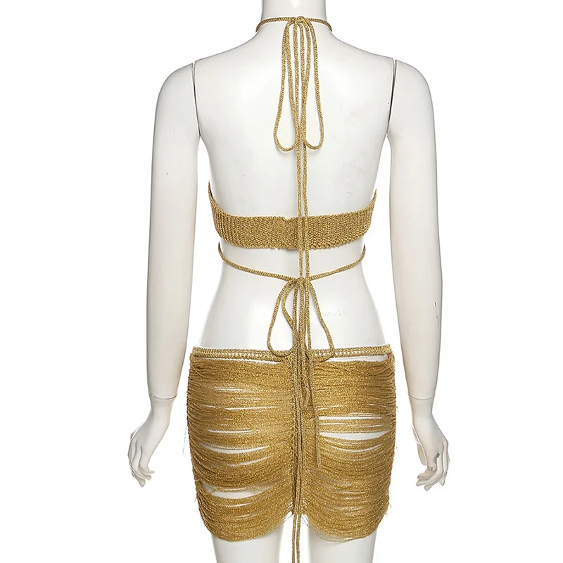 Женский облегающий костюм из двух предметов с блестками летние женские