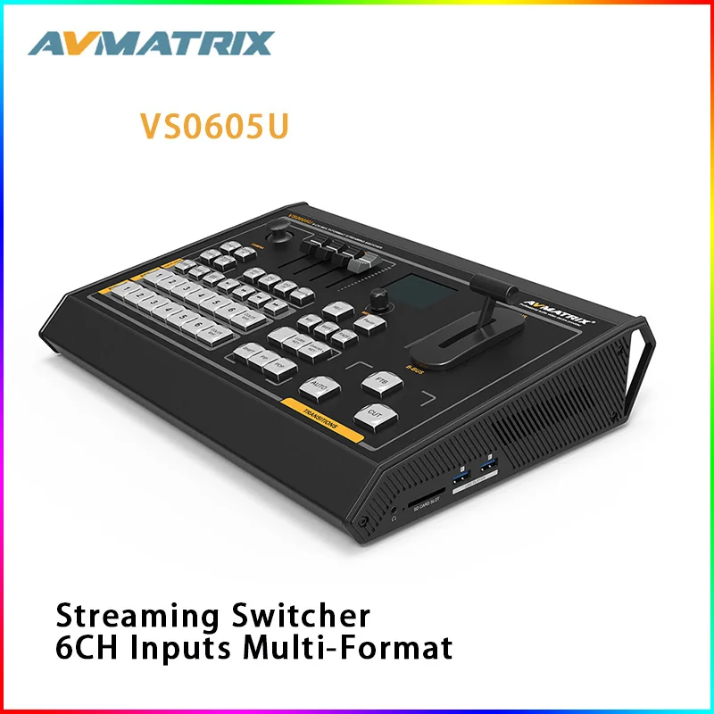 

Avmatrix VS0605 6 CH Inputs Multi-Format Streaming Video Switcher With PiP&PoP Mode Audio Mixer Chroma/Luma Ke Record PGM