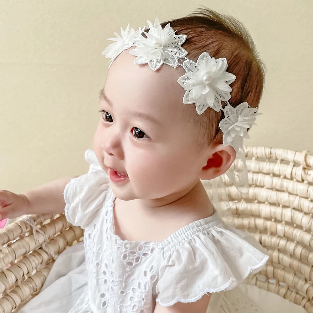 0-12M Baby Girlsl Headbands Princess Hair Band Kids  Girl  Accessories for One Hundred Day Birthday Wedding wear
