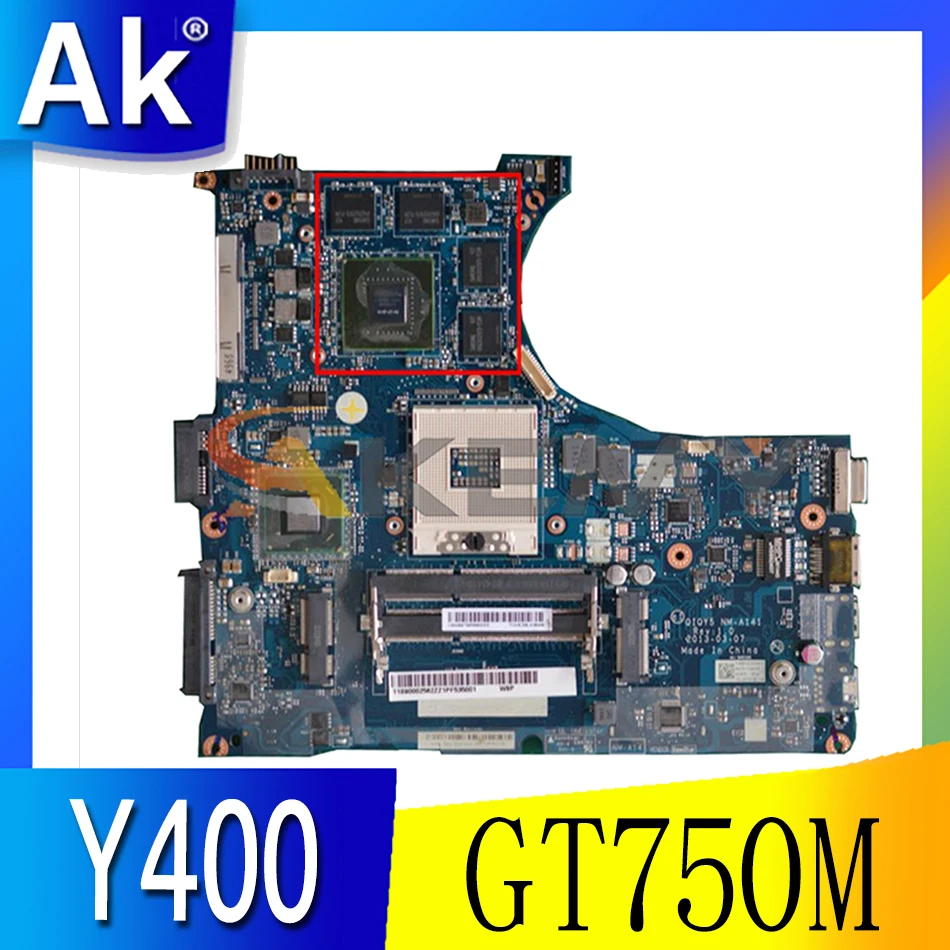 

Akemy For Lenovo Y400 Laptop Motherboard QIQY5 NM-A141 900002563 Motherboard PGA989 HM76 GPU GT750M 2G 100% Test Work