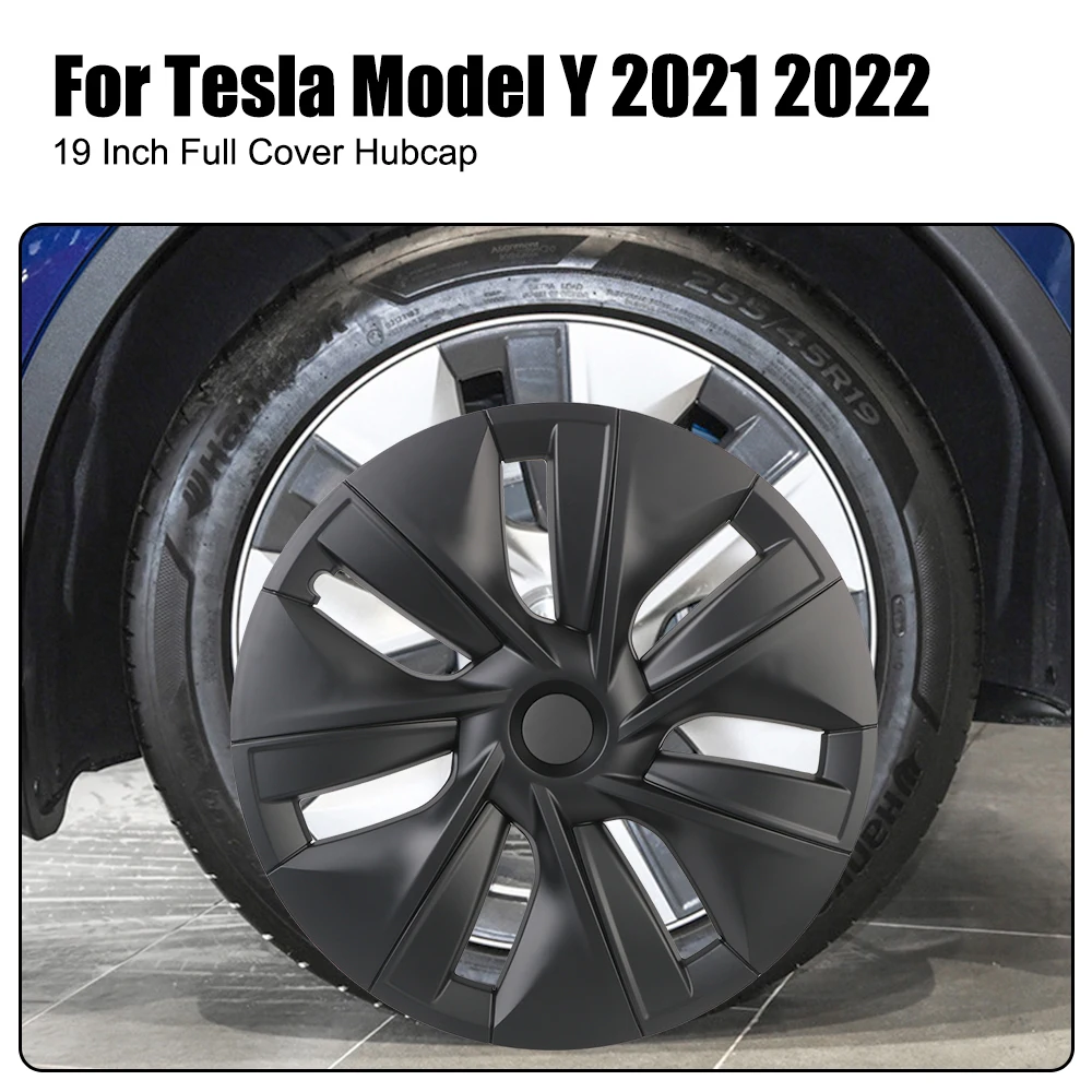 

4PCS 19 Inch Full Cover Hub Cap Automobile Hubcap For Tesla Model Y 2021 2022 Replacement Wheel Cap Kit Car Accessories