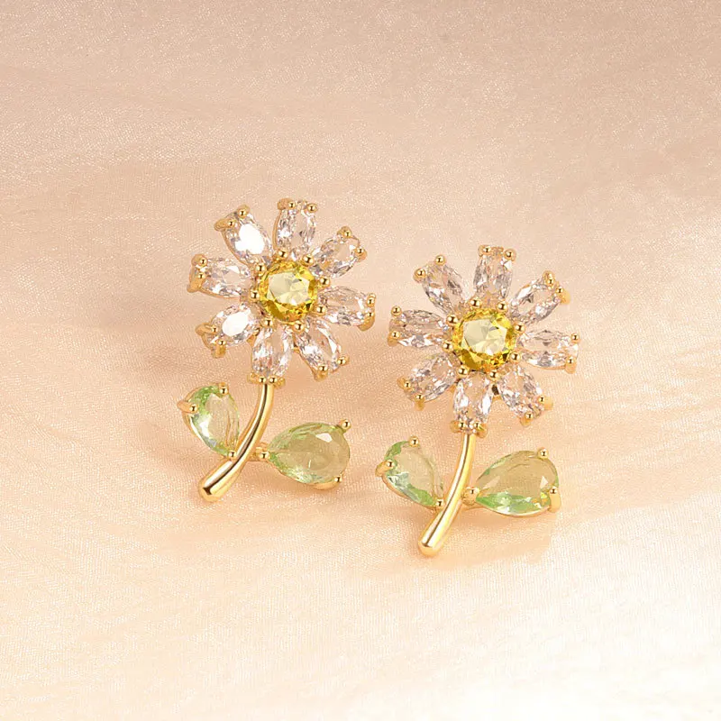 WAKA серьги с цветком циркония женские модные новые трендовые маленькие свежие