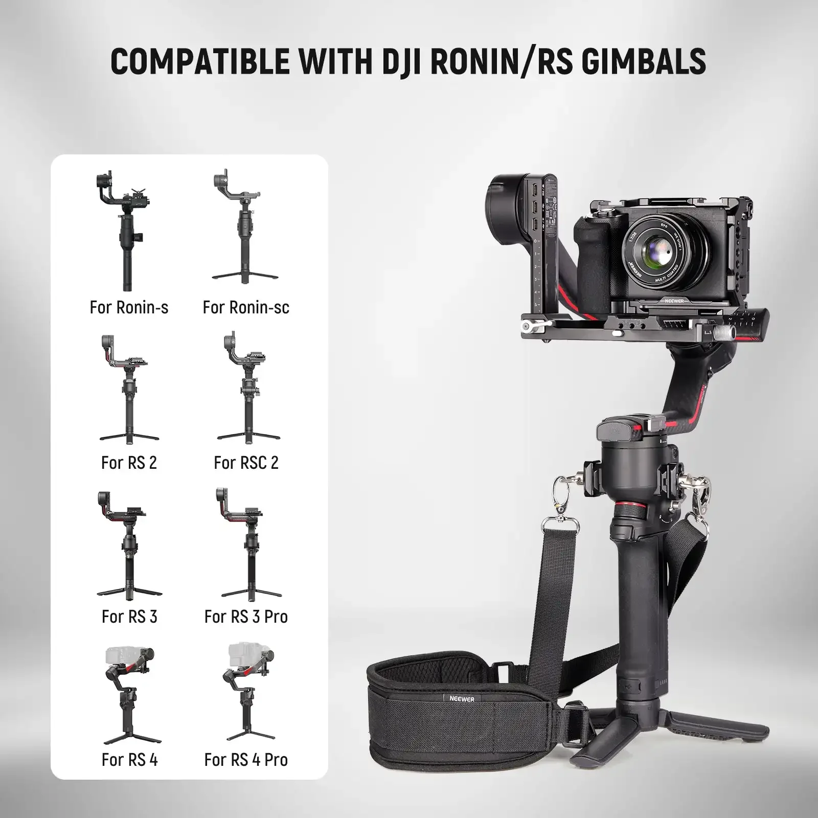 NEEWER GA019 Шейный ремень-стабилизатор плечевой ремень для DJI Ronin RS4 Pro RS3 RS2 RSC2 S SC