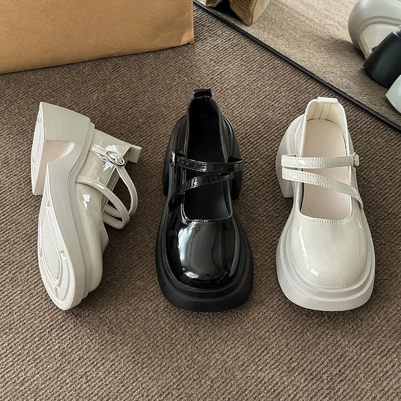 

Hoof Heels Basic High Rubber Buckle Strap PU Fabric Basic Rubber Hoof Heels High PU Fabric Buckle