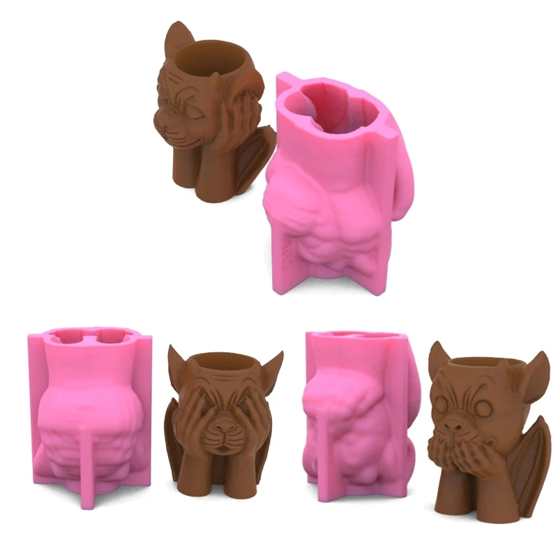 

Devil Pen Holder Gypsum Flower Pot Silicone Mold Epoxy Resin Casting Mold Succulent Vase Cement Mold Plant Holder Mold