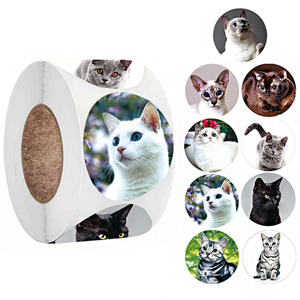 

100-500 Pcs Lovely Cat Stickers Sealing Labels Reward Sticker for School Teacher Cute Animals Kids Gift Decor Stationery Sticker