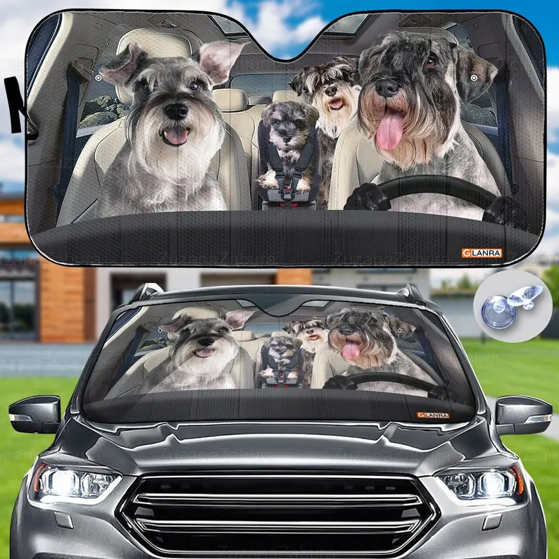 

Schnauzer Car Sunshade, Schnauzer Sunshade, Dogs Family Sunshade, Dog Car Windshield, Gift For Owner Dog, Schnauzer Lover, Car A