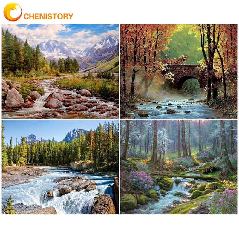 

CHENISTORY DIY Paint By Numbers Kits For Adult Picture Oil Painting By Numbers Landscape Handicraft Digital Painting Home Wall D