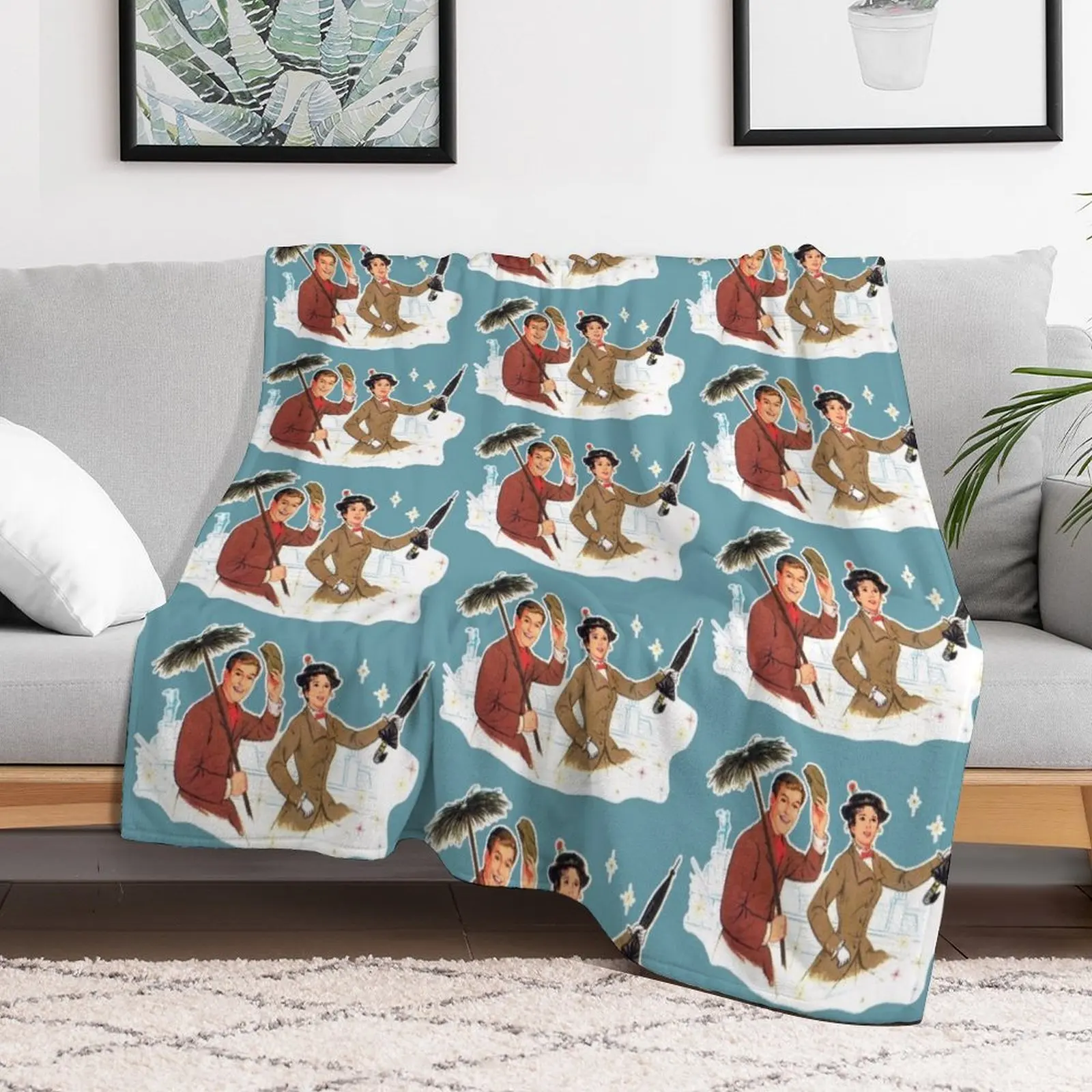 Плед Мэри Поппинс и Берт диваны теплые одеяла