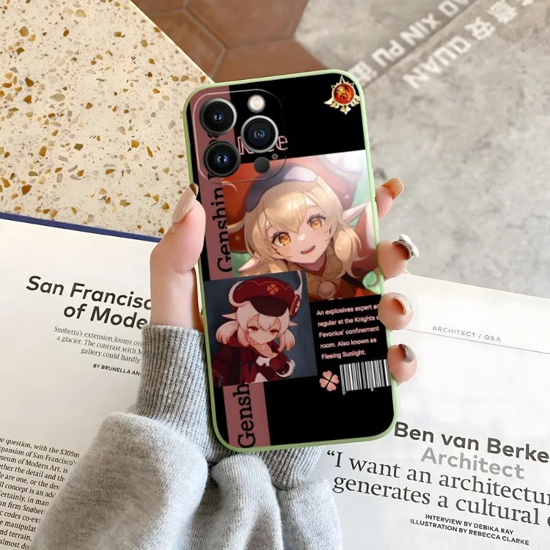 

Anime Genshin Impact Phone Case Candy Color For IPhone 14 12 13 11 Pro Max Mini X XR XS Max 7 8 Plus Soft Silicon Cover