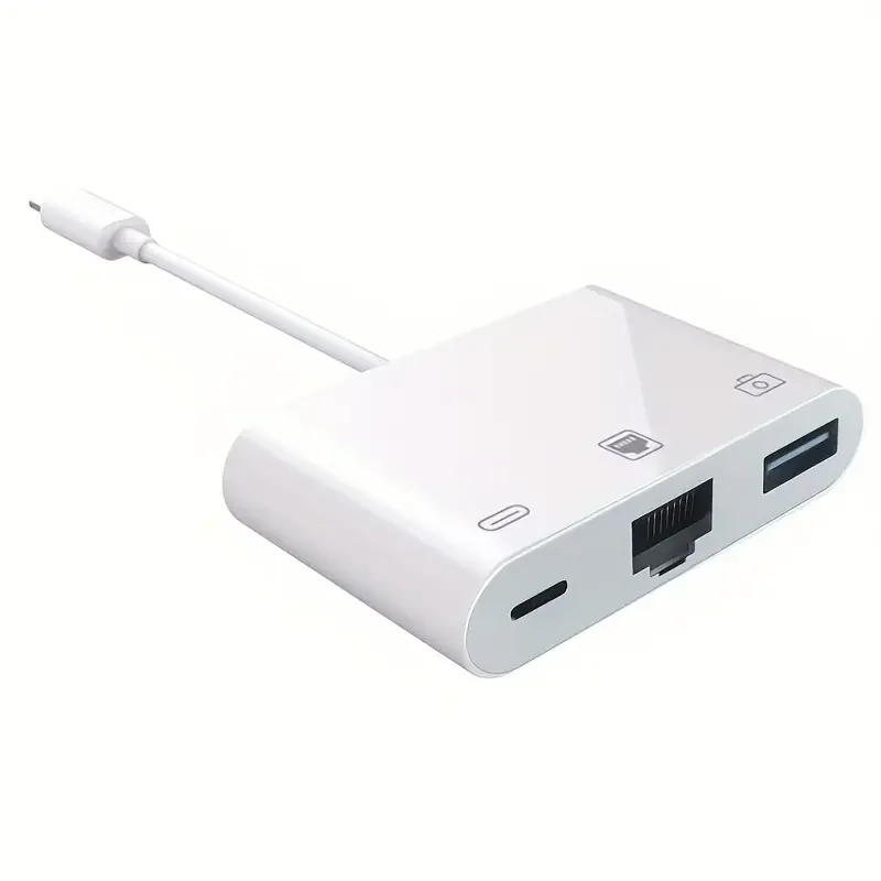 

Ethernet OTG Adapter for iPhone/iPad LAN Network Hub with USB Camera memory converter multifunctional Adapter and Charging Port