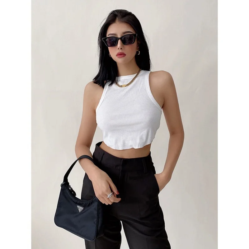 

[Топ 3 скидки ₱ 169] полосатый трикотажный короткий жилет женская верхняя одежда пикантный Тонкий Топ без рукавов подтяжки