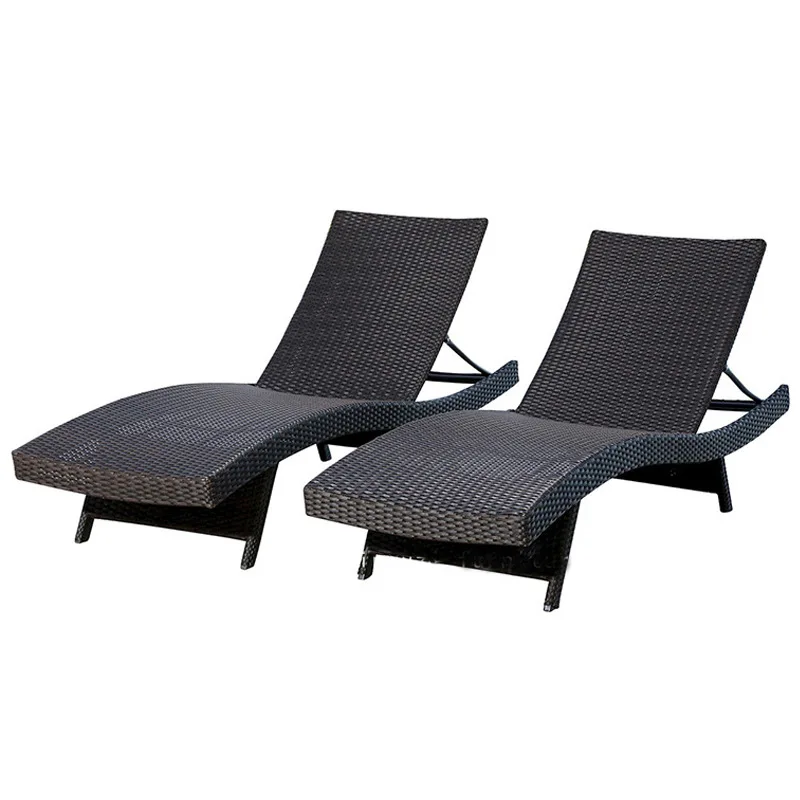 

Outdoor Rattan Lounge Chair Balcony Seaside Swimming Pool Folding Beach Chair