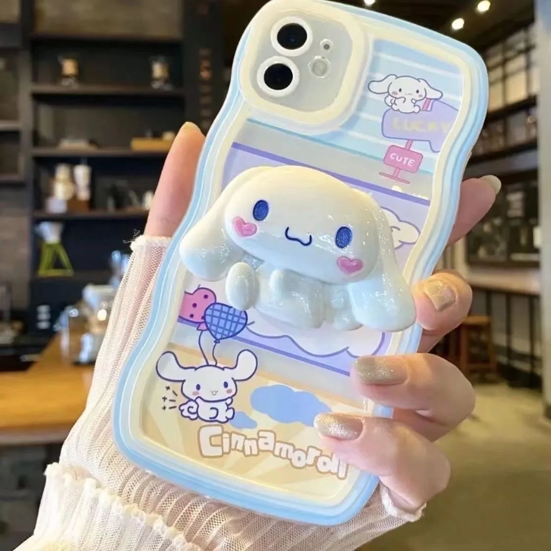 Милый чехол Sanrios Cinnamoroll Bracket Curly для Samsung Galaxy S10 S20 S20FE S21 S21FE S22 S23 S24 S25 S8 S9 Ultra Plus 4G 5G