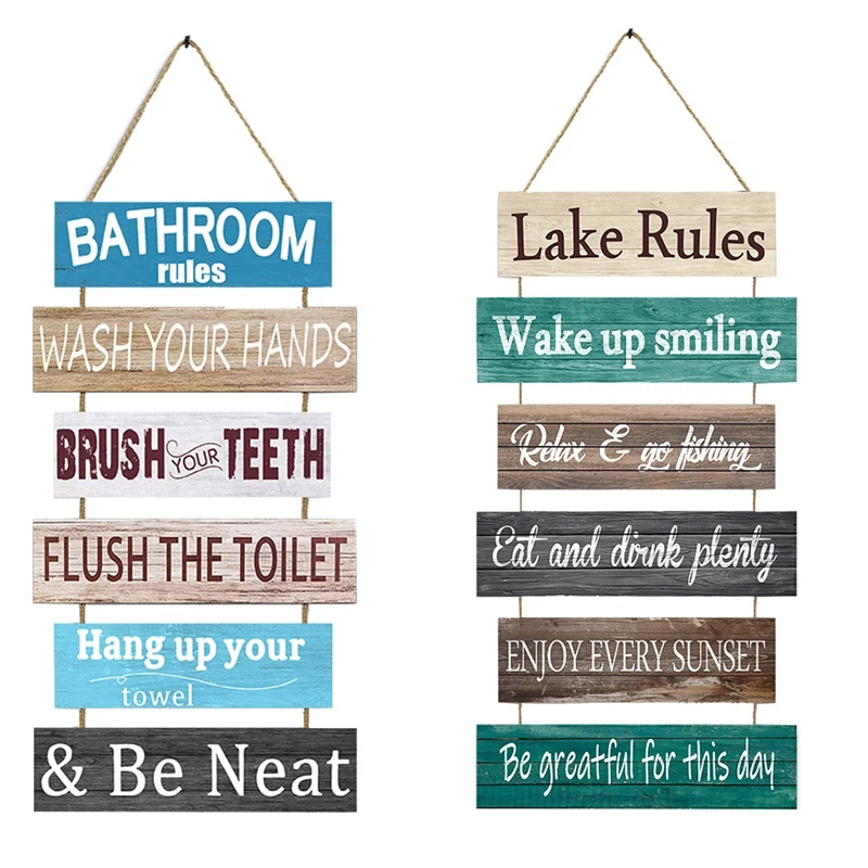 

Inspirational Wall Art Decor For Office Bathroom, Wooden Rustic Hanging Motivational Wall Art Decoration Sign Durable