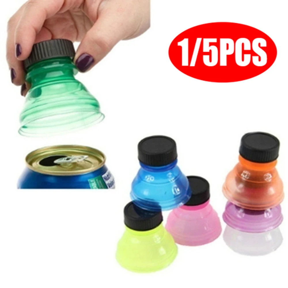 

1/5Pcs Can Convert Soda Savers Toppers Reusable Bottle Cap Drink Lids Opener Resealable Tops